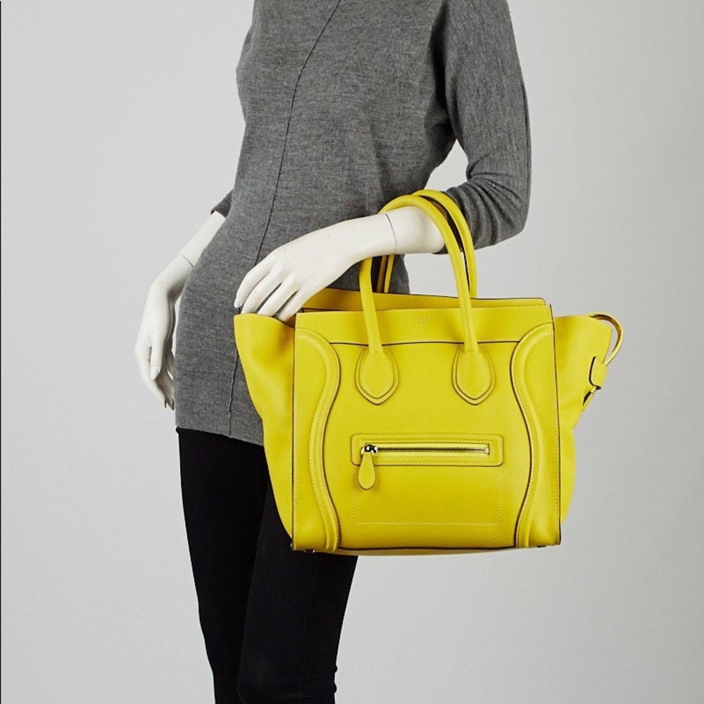 CELINE Drummed Leather Mini Luggage Tote Bag